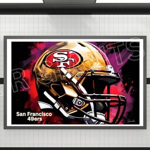 San Francisco 49ers Poster 17x11 49ers Helmet Wall Art NFL Team